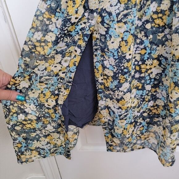 Loft floral ruffle neck cottagecore midi dress size xs - Picture 7 of 9